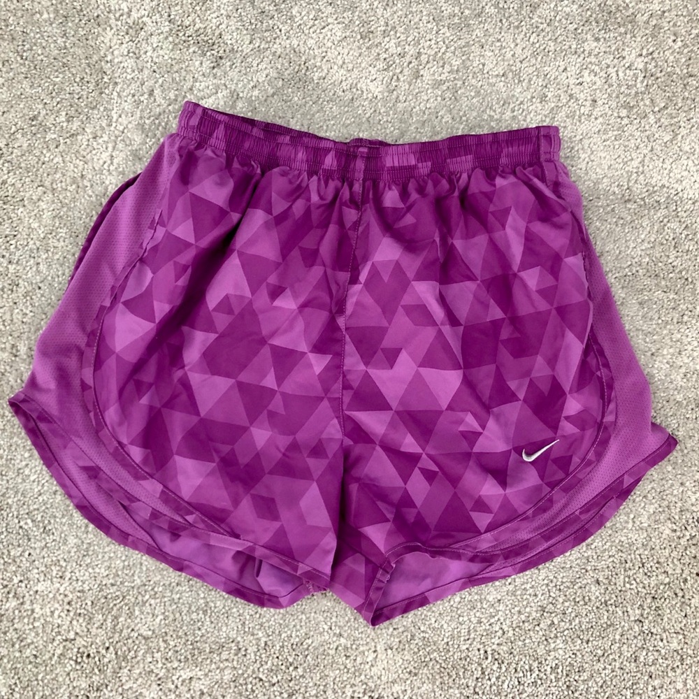 Purple geometric printed Nike shorts